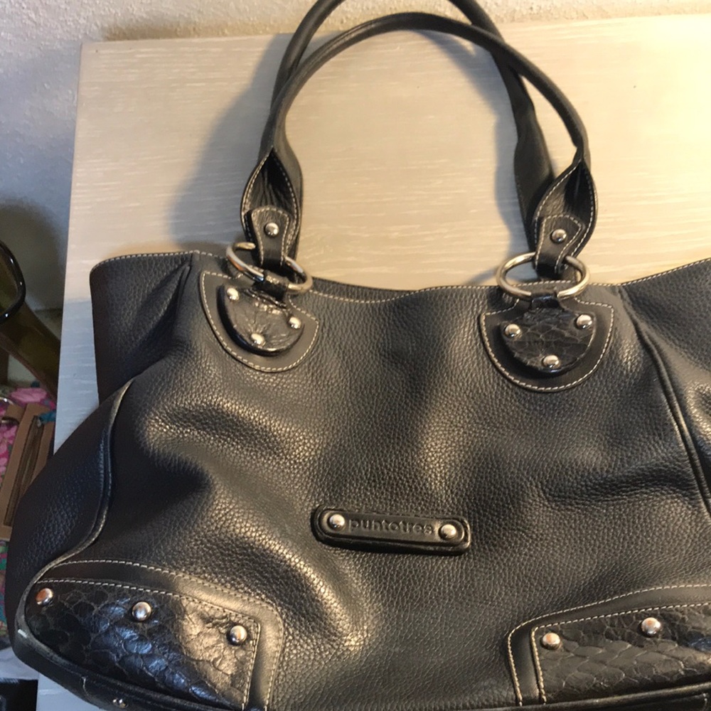 Puntotres leathr bag Great condition 1 area of rubbing on bottom of bag See pics